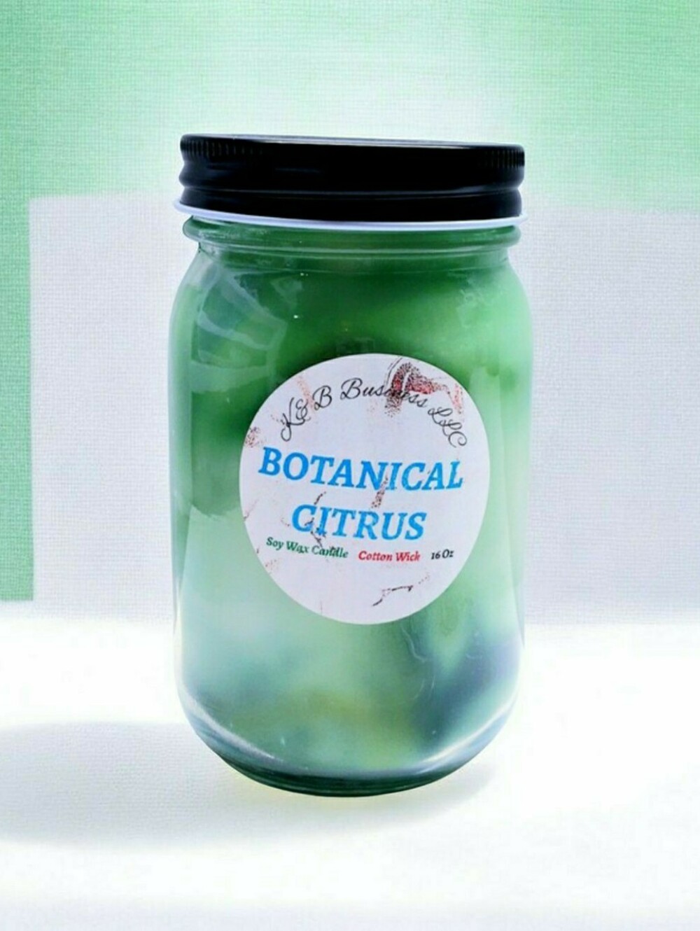 Handmade BOTANICAL CITRUS Wax Candle , Natural Cotton Wick, Hand-Poured, 16 Oz